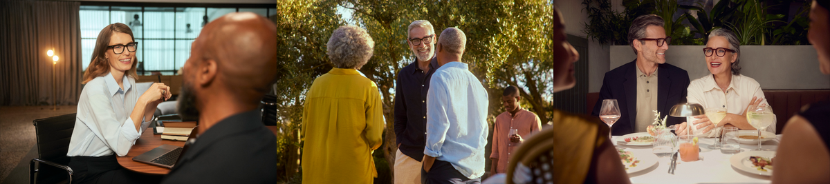 Examples of people using the Nuance Audio glasses